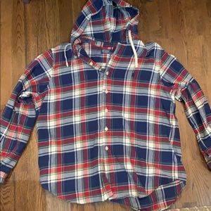 Plaid button down hoodie